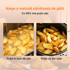 Friteuză cu aer cald dublă, 2 coșuri, 8L