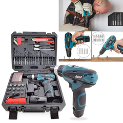 Set complet - șurubelniță electrică fără fir cu 77 piese + 2 baterii