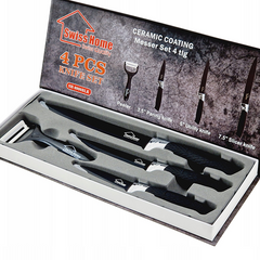 Cuțite din Ceramică – Set Profesional 4 Piese (Negre)