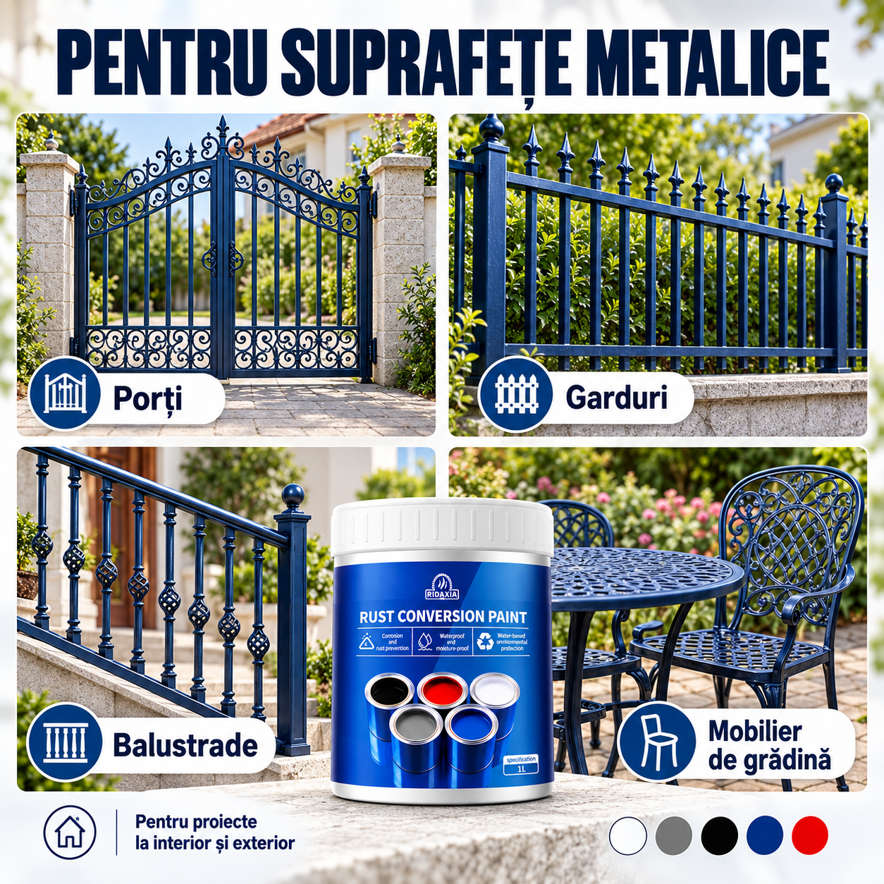 Porți, garduri, balustrade și mobilier de grădină