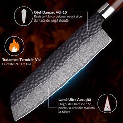 Cuțit japonez Kiritsuke din oțel Damascus