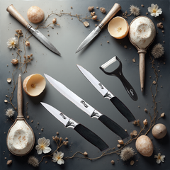 Cuțite din Ceramică – Set Profesional 4 Piese (Negre)